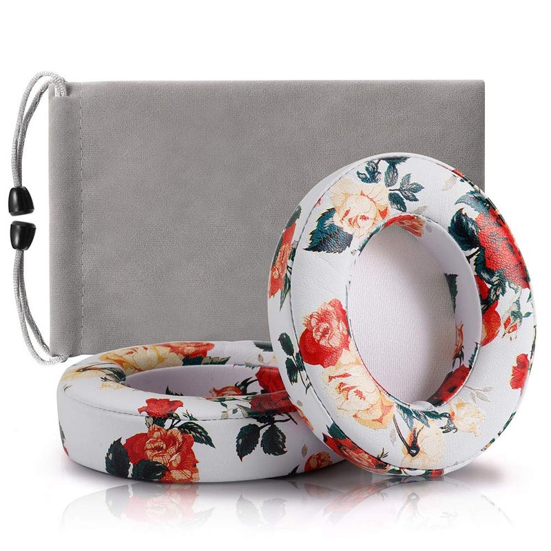 cipher.v Replacement Ear Cushion Pads Cover Compatible with Beats Studio 2.0 and Studio 3.0 Over Ear Headphones 1 Pair(Floral White) - Image 1